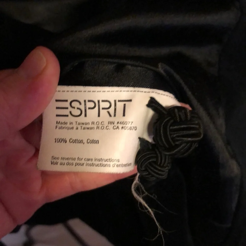 Esprit black 100% cotton velvet blazer w buttons